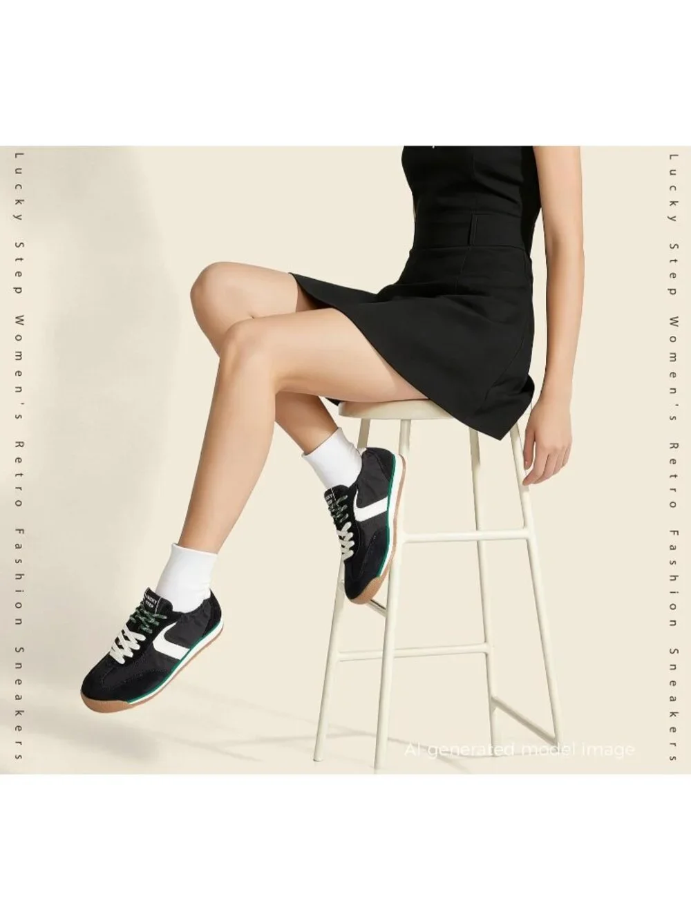 Women's Black Lightweight Slip On Comfortable Casual Lace Up Fashion Sneakers